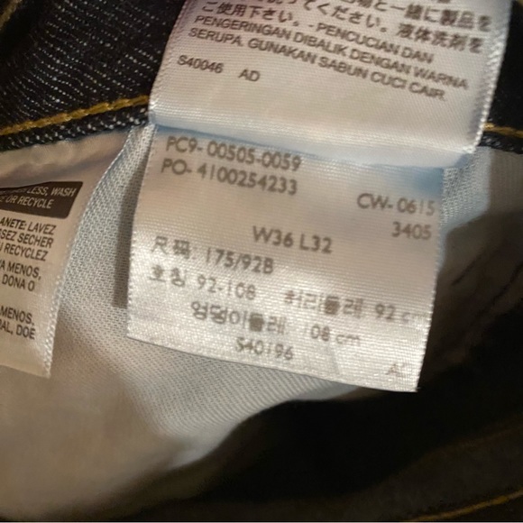 Levi's 505 Straight Leg Jeans Regular Fit Sz 36x32 - Picture 8 of 9